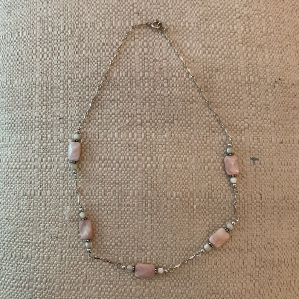 Sterling Silver and Pink Mother of Pearl Necklace